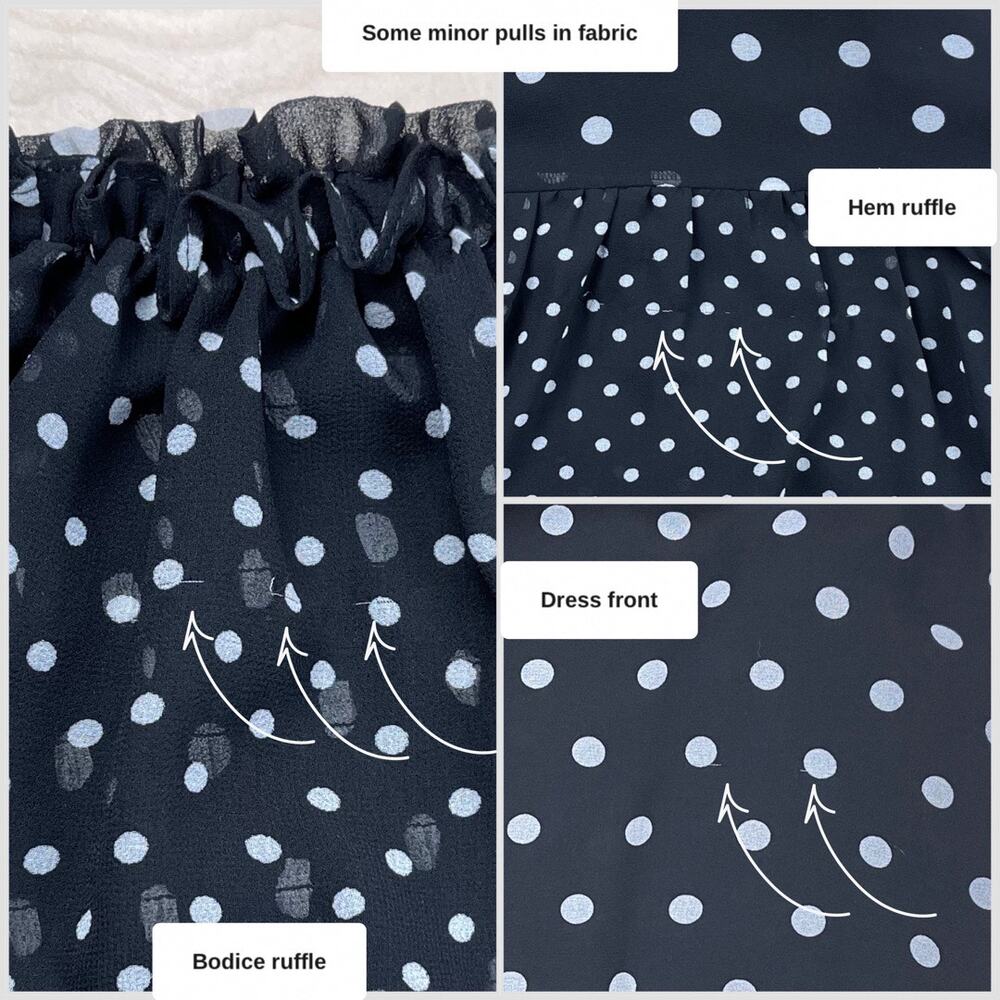 Vintage Y2K Black and White Polka Dot Strapless Ruffle Chiffon Maxi Dress - Picture 5 of 8
